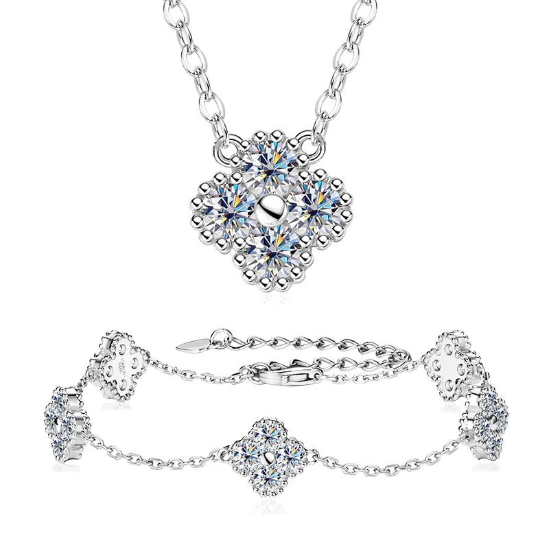 Conjunto de Joias 3 em 1: Colar, Brincos e Pulseira com Moissanita – Pedras Brasileiras