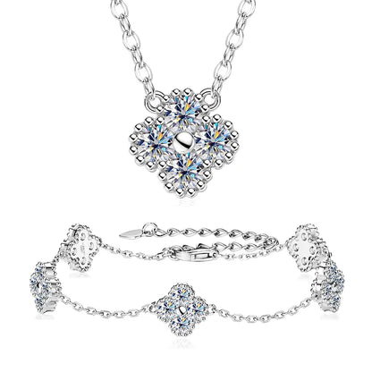 Conjunto de Joias 3 em 1: Colar, Brincos e Pulseira com Moissanita – Pedras Brasileiras