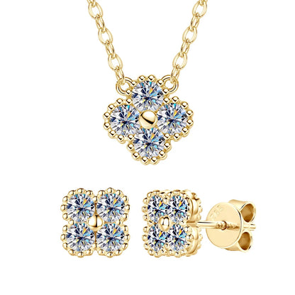 Conjunto de Joias 3 em 1: Colar, Brincos e Pulseira com Moissanita – Pedras Brasileiras