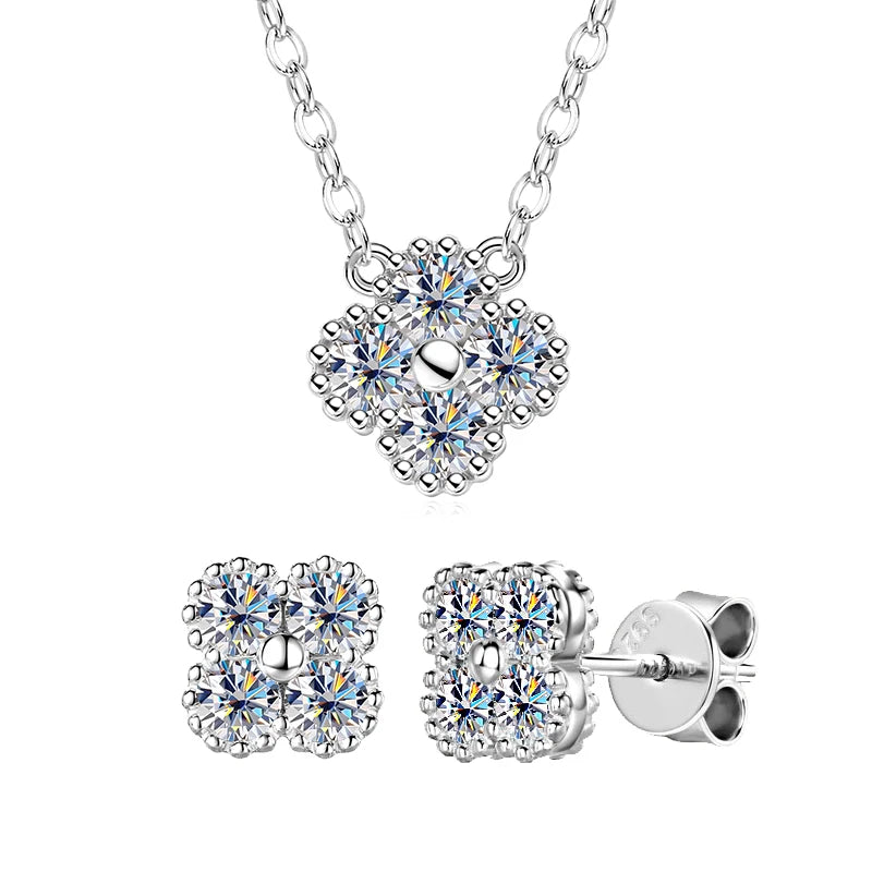 Conjunto de Joias 3 em 1: Colar, Brincos e Pulseira com Moissanita – Pedras Brasileiras