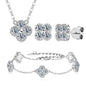 Conjunto de Joias 3 em 1: Colar, Brincos e Pulseira com Moissanita – Pedras Brasileiras
