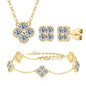 Conjunto de Joias 3 em 1: Colar, Brincos e Pulseira com Moissanita – Pedras Brasileiras