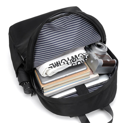 Men's black laptop backpack with a modern, minimalist design.