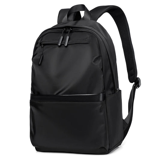 Men's black laptop backpack with a modern, minimalist design.